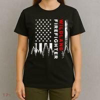 Wildland Firefighter Us Flag Fire T-Shirt thumb 4