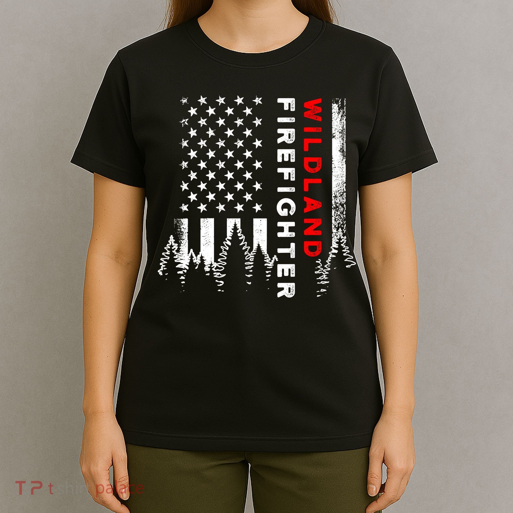 Wildland Firefighter Us Flag Fire T-Shirt