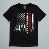 Wildland Firefighter Us Flag Fire T-Shirt thumb 5