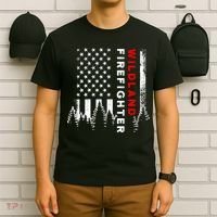Wildland Firefighter Us Flag Fire T-Shirt thumb 6