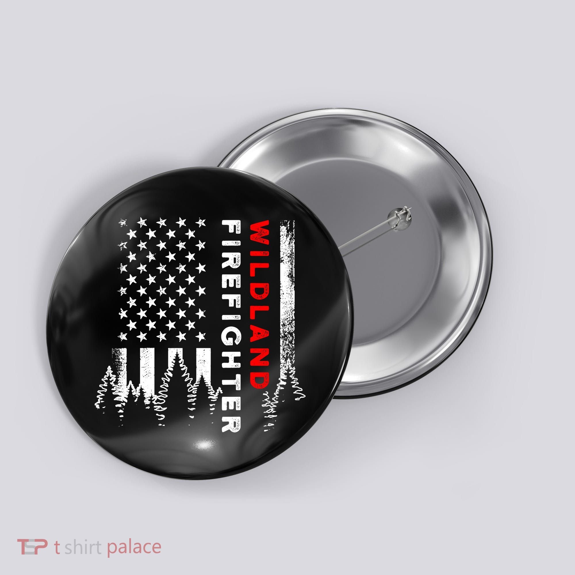 Wildland Firefighter Us Flag Fire Button