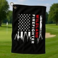 Wildland Firefighter Us Flag Fire Golf Towel thumb 1