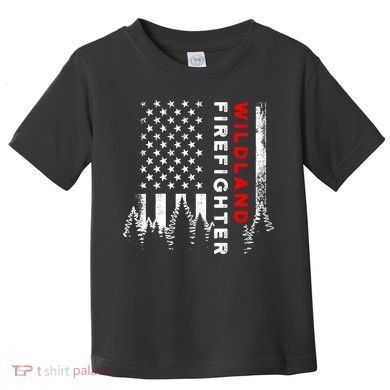 Wildland Firefighter Us Flag Fire Toddler T-Shirt