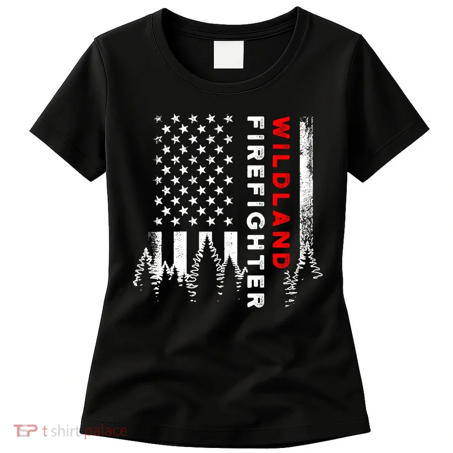 Wildland Firefighter Us Flag Fire Women's T-Shirt