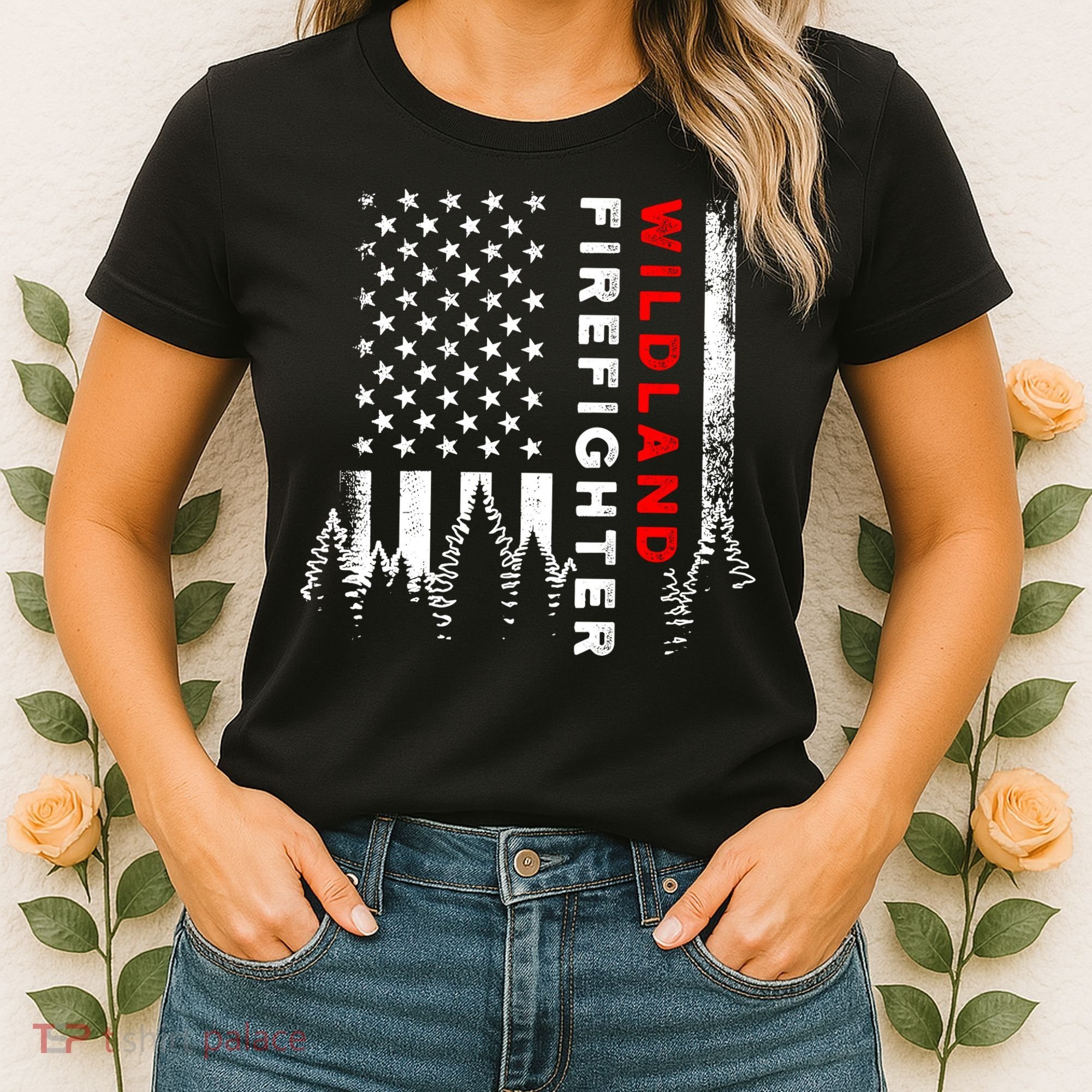 Wildland Firefighter Us Flag Fire Women's T-Shirt