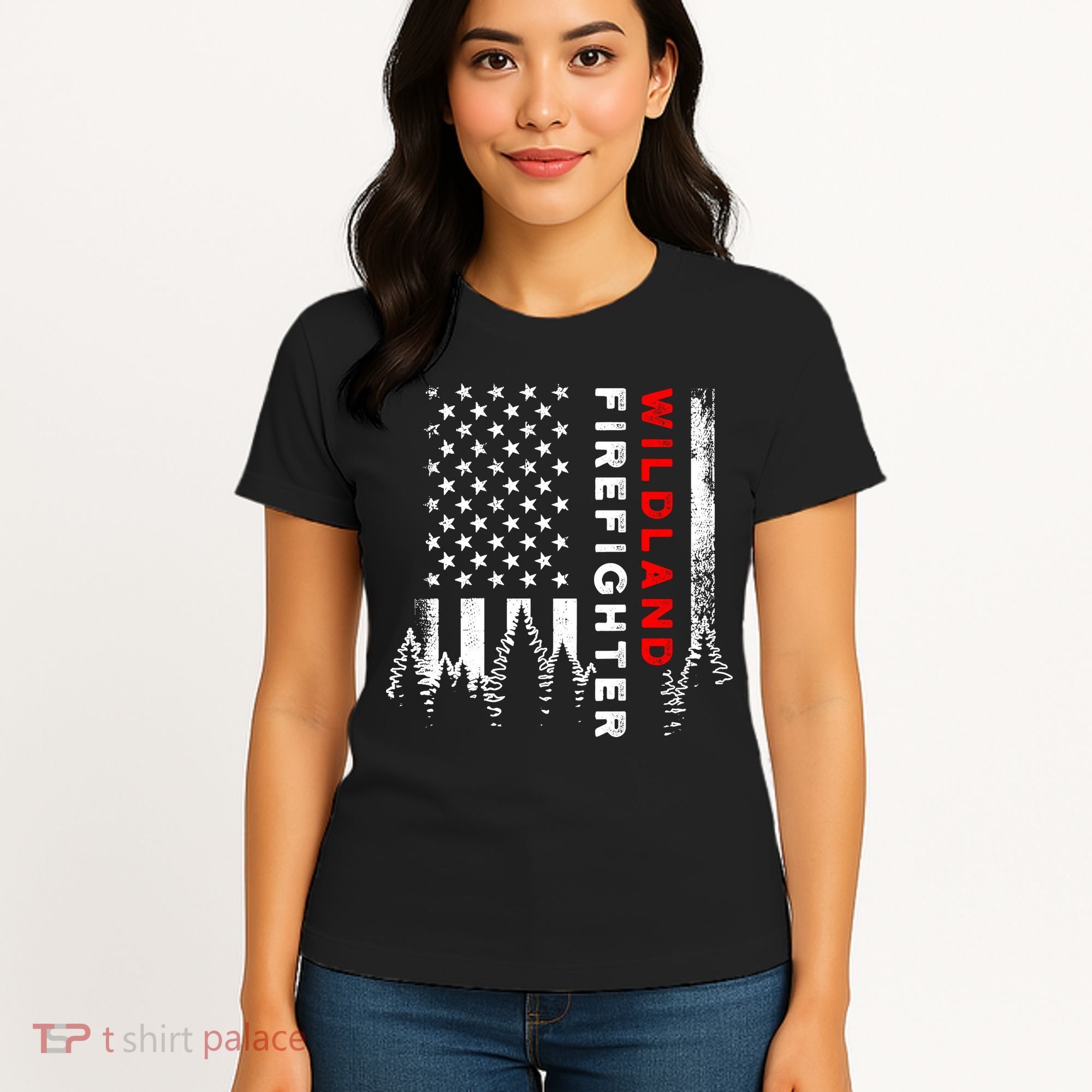 Wildland Firefighter Us Flag Fire Women's T-Shirt