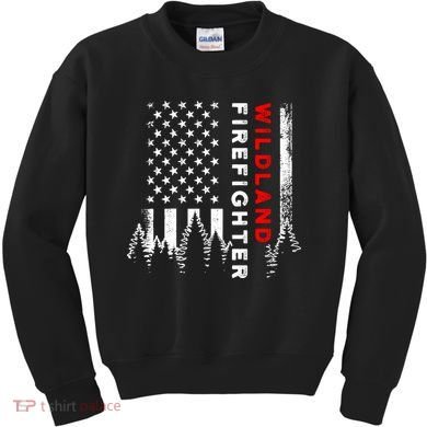 Wildland Firefighter Us Flag Fire Kids Sweatshirt
