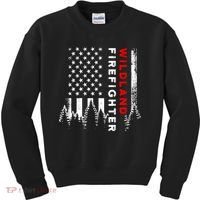 Wildland Firefighter Us Flag Fire Kids Sweatshirt thumb 0