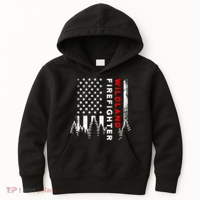 Wildland Firefighter Us Flag Fire Kids Hoodie