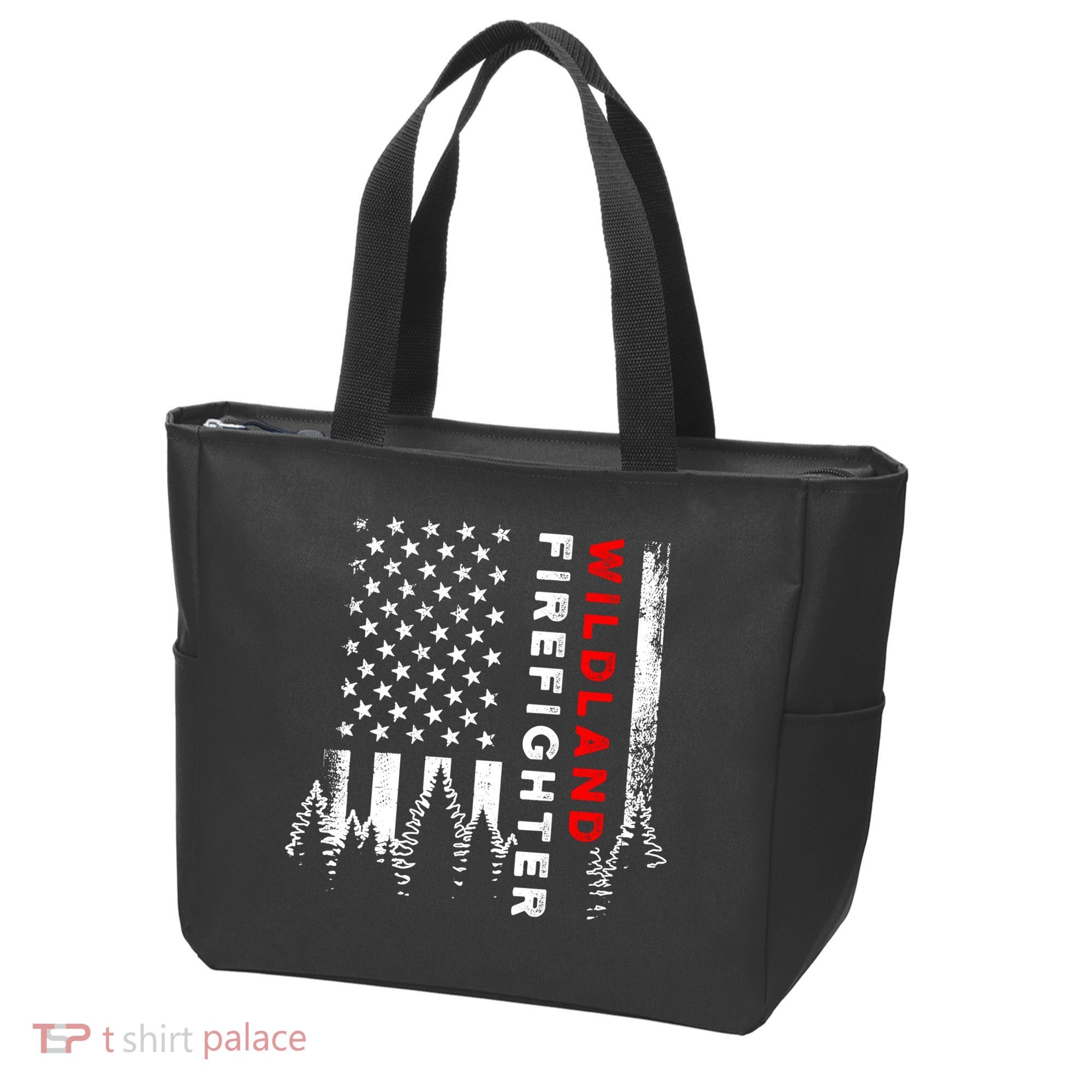 Wildland Firefighter Us Flag Fire Tote Bag