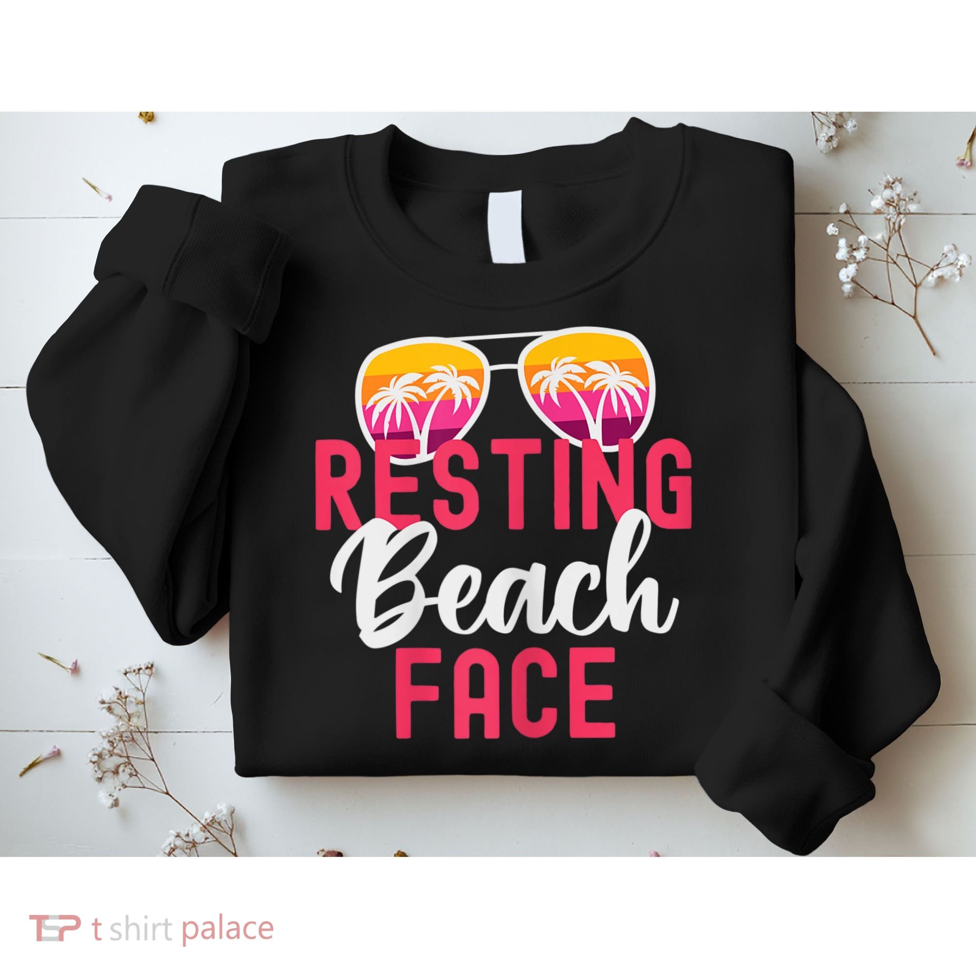 Womens Funny Vacation Girls Trip Girls Weekend Resting Beach Face Sweatshirt