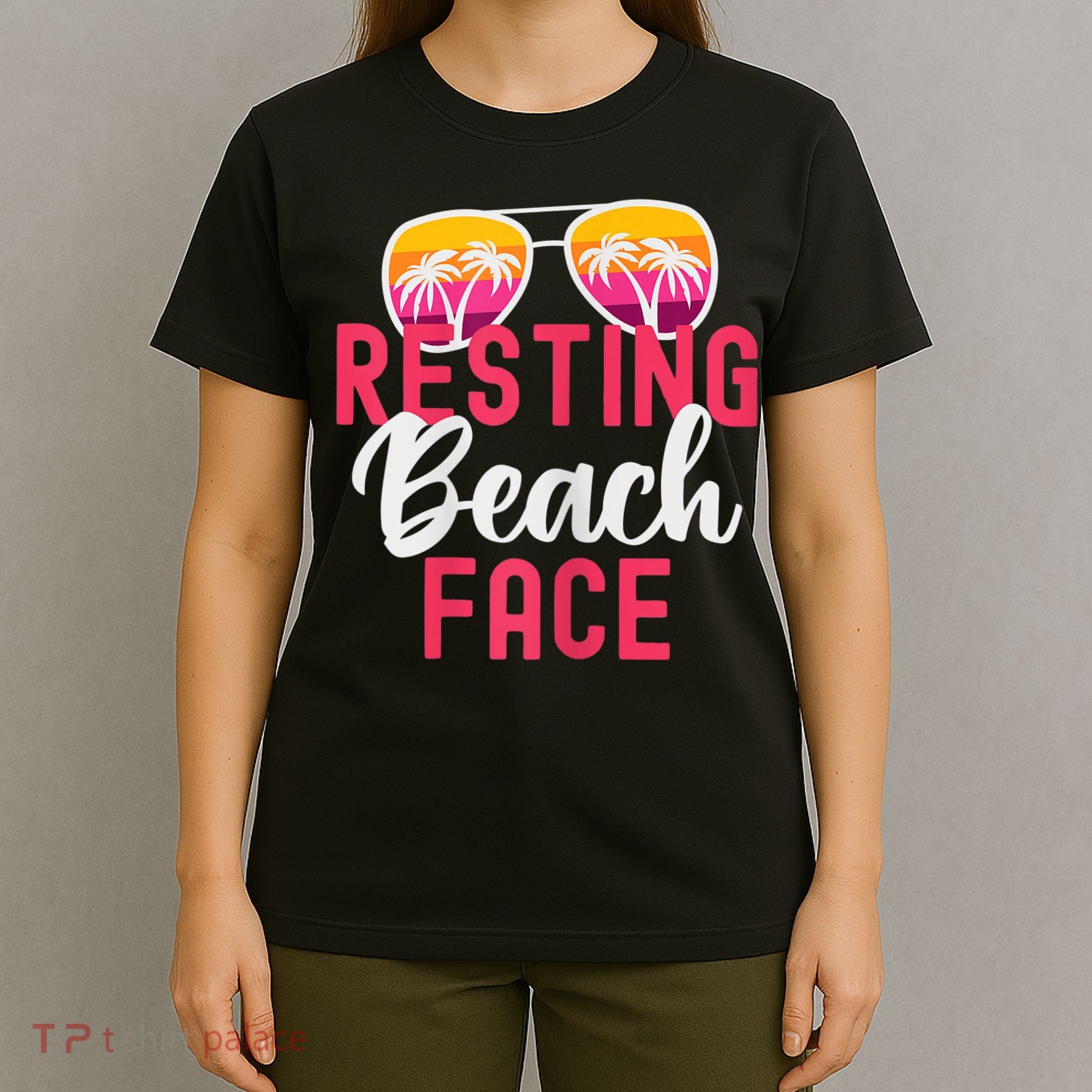 Womens Funny Vacation Girls Trip Girls Weekend Resting Beach Face T-Shirt