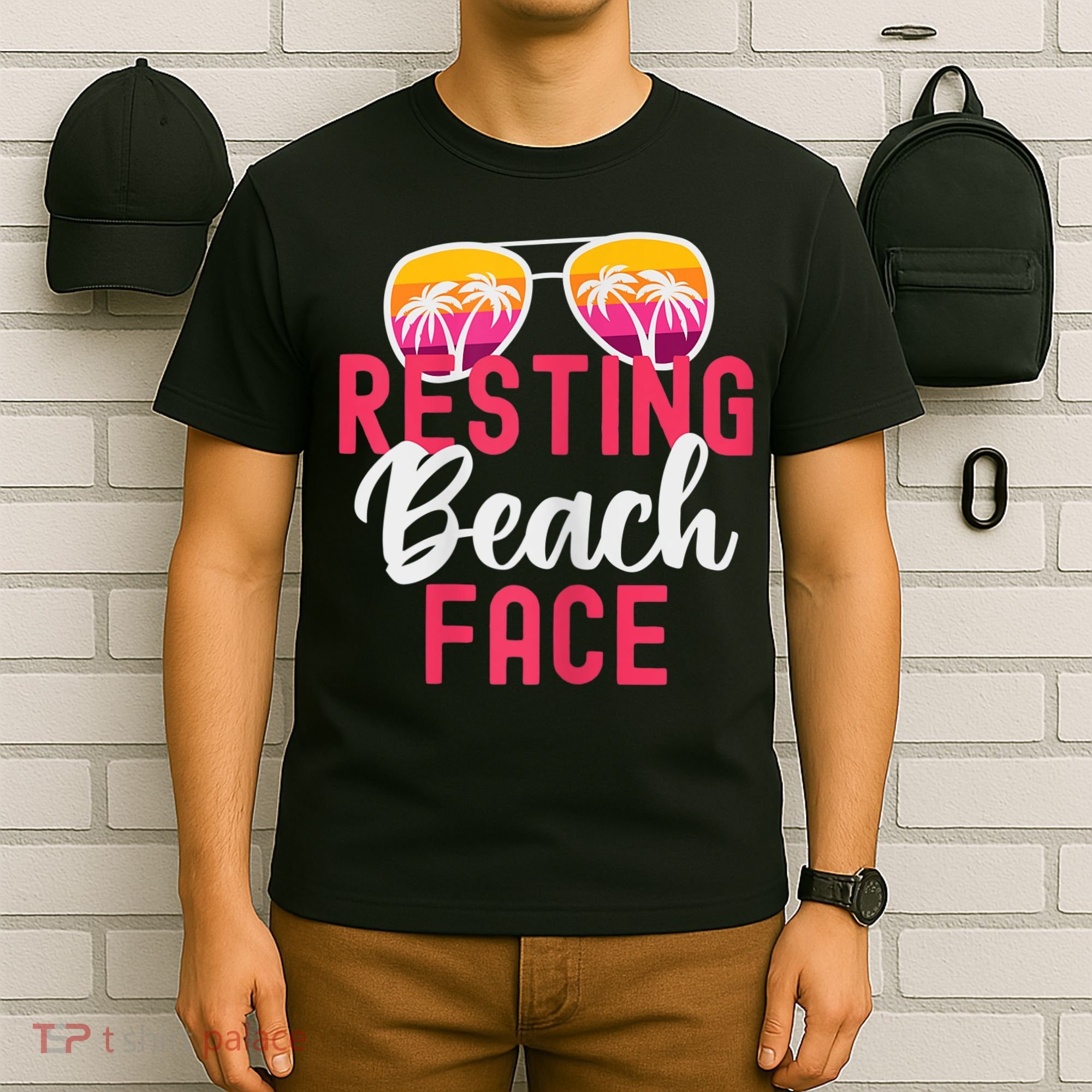 Womens Funny Vacation Girls Trip Girls Weekend Resting Beach Face T-Shirt