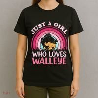 Walleye Fish Vintage Retro Just A Girl Who Loves Walleye T-Shirt thumb 4