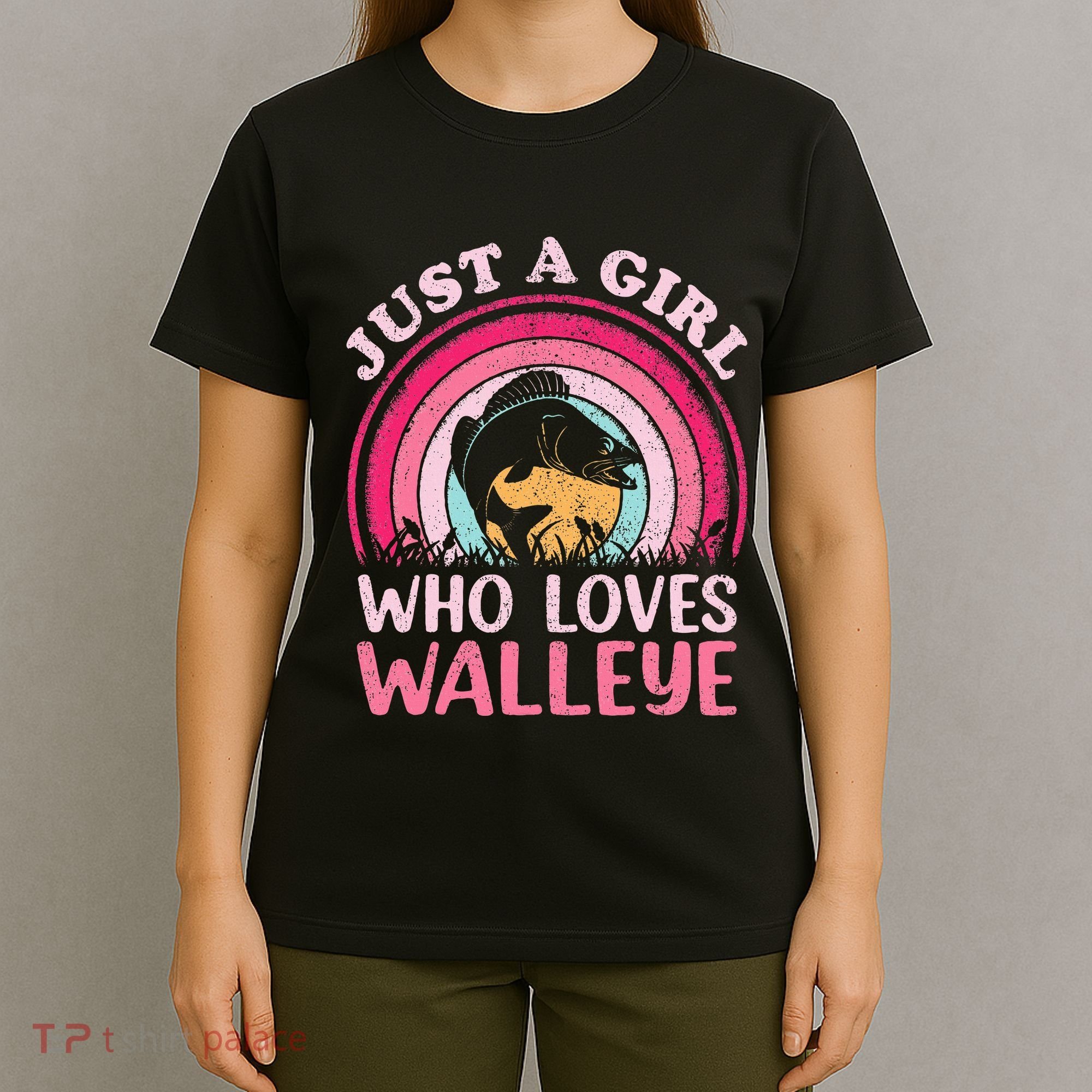 Walleye Fish Vintage Retro Just A Girl Who Loves Walleye T-Shirt