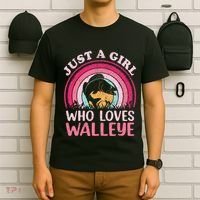 Walleye Fish Vintage Retro Just A Girl Who Loves Walleye T-Shirt thumb 6