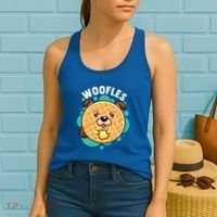 Woofles Funny Waffle Dog Lover Pun Foodie Graphic Joke Gift Women's Tank Top thumb 2