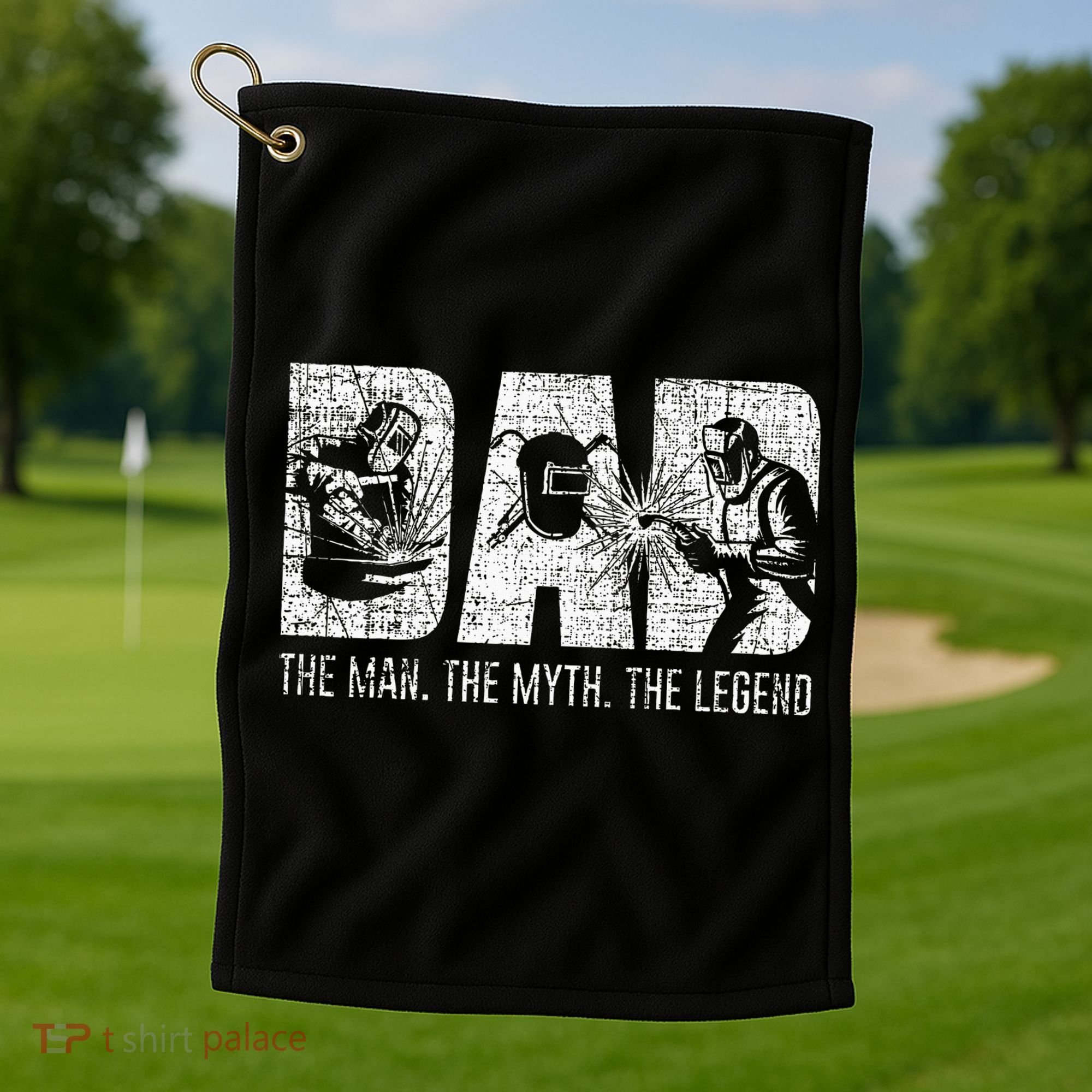 Welder Funny Welding Dad Man Myth Legend Father Golf Towel
