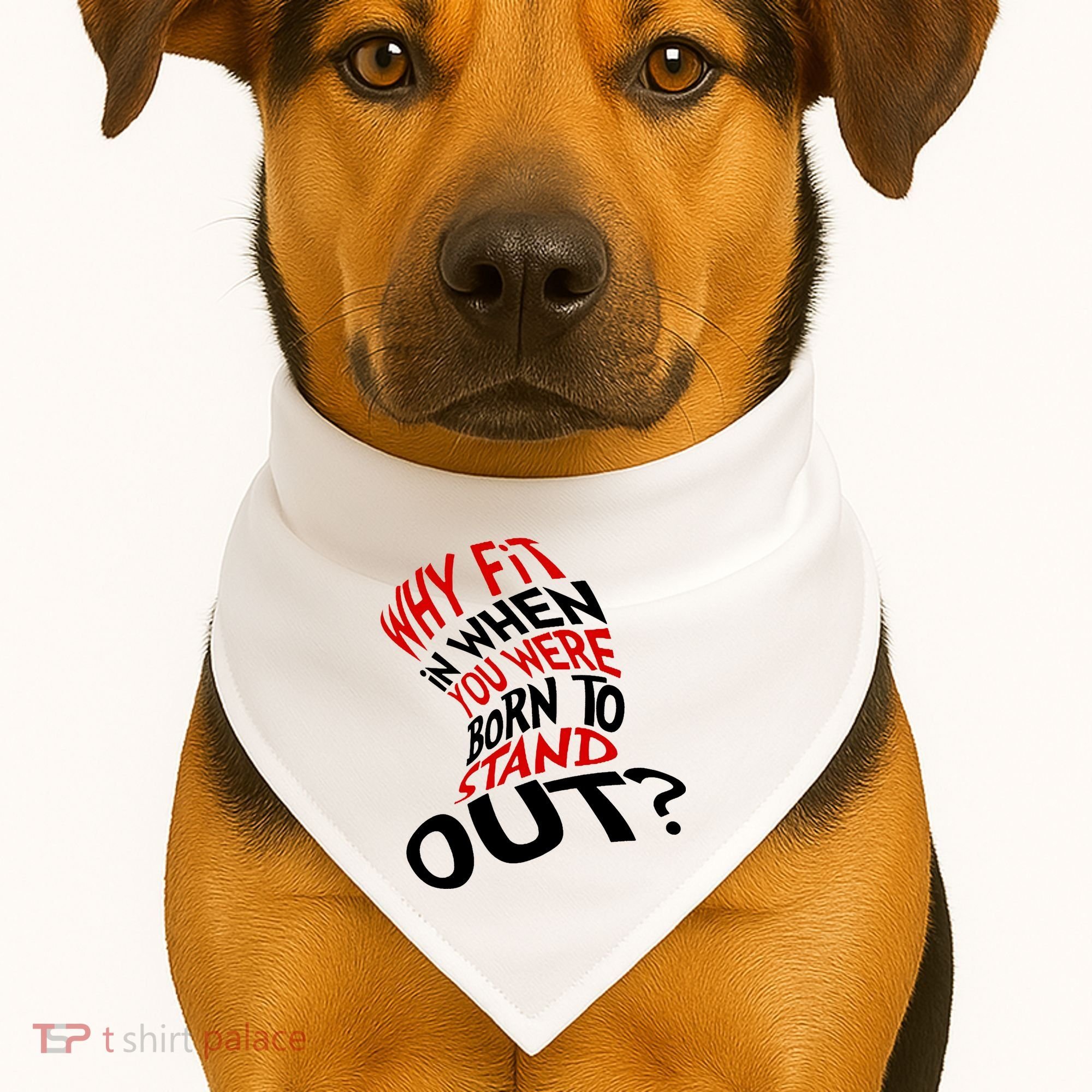 Why Fit When You Were Born To Stand Out Quote USA-Made Doggie Bandana