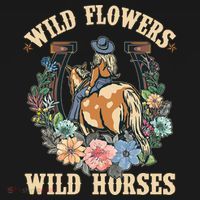 Wild Flowers Wild Horses Cowgirl Women's Hoodie thumb 2