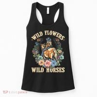 Wild Flowers Wild Horses Cowgirl Women's Tank Top thumb 0