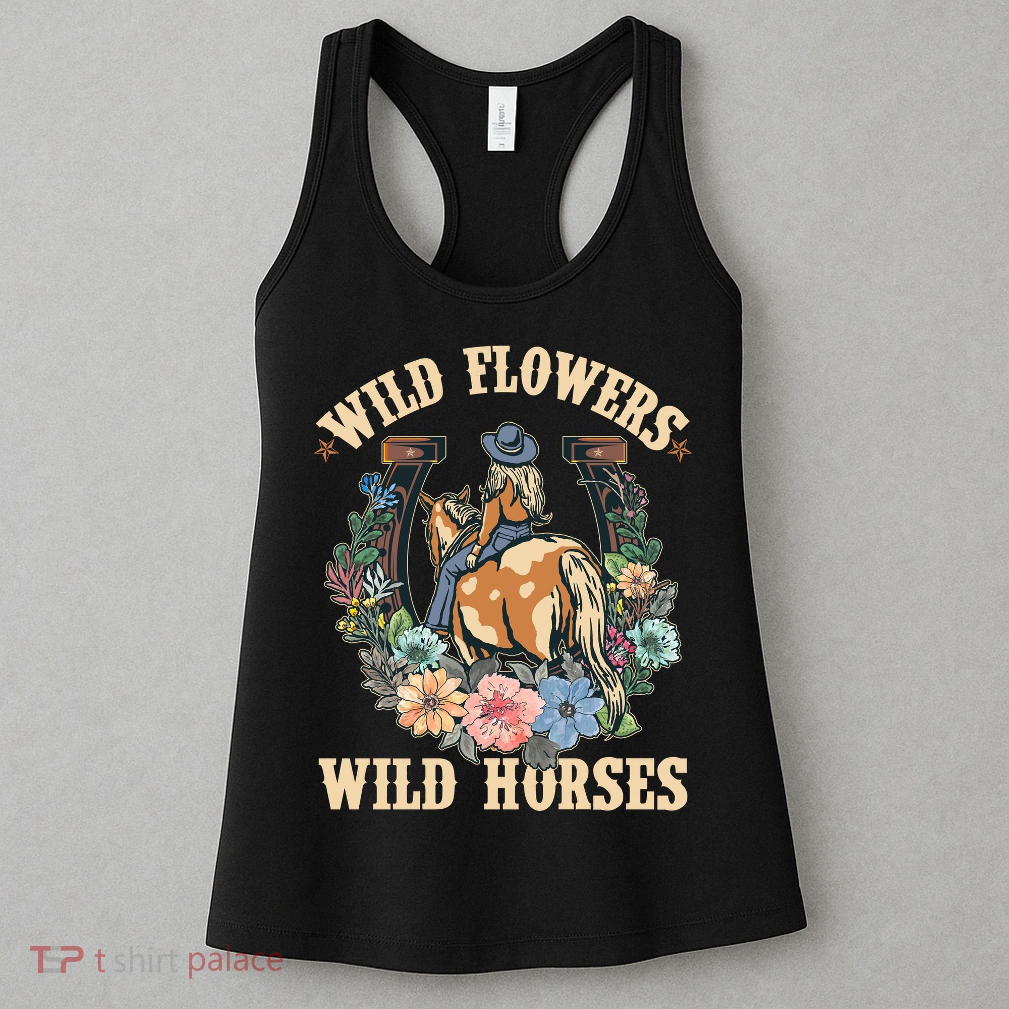 Wild Flowers Wild Horses Cowgirl Women's Tank Top