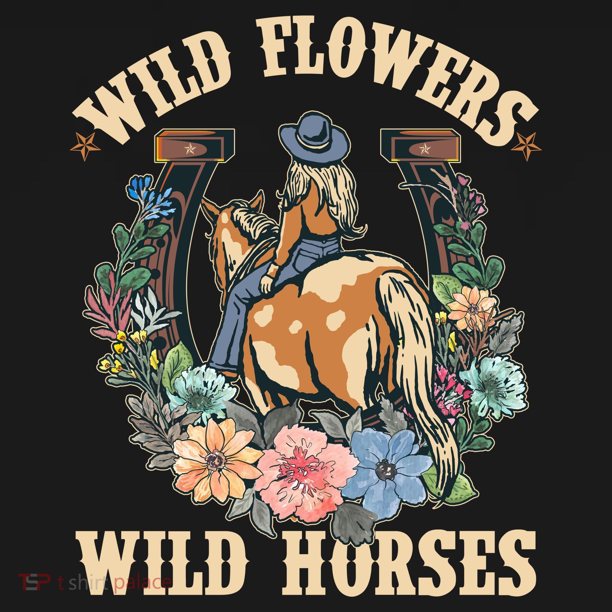 Wild Flowers Wild Horses Cowgirl Women's Tank Top