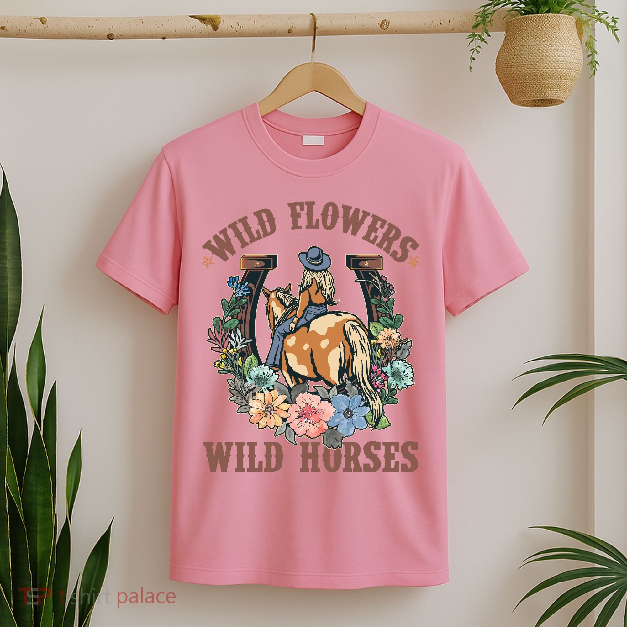 Wild Flowers Wild Horses Cowgirl T-Shirt