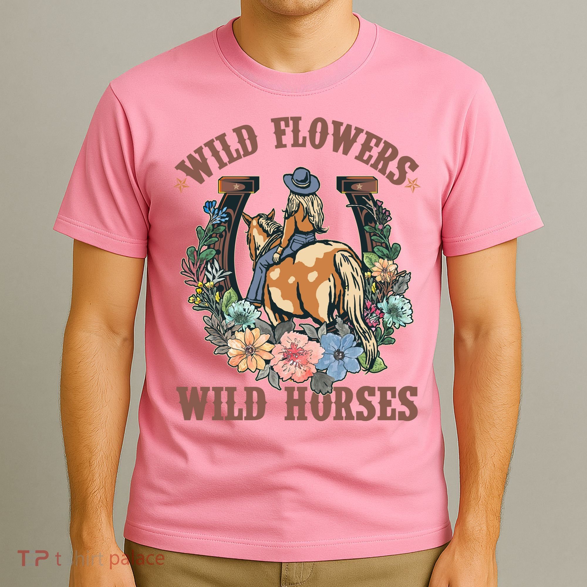 Wild Flowers Wild Horses Cowgirl T-Shirt