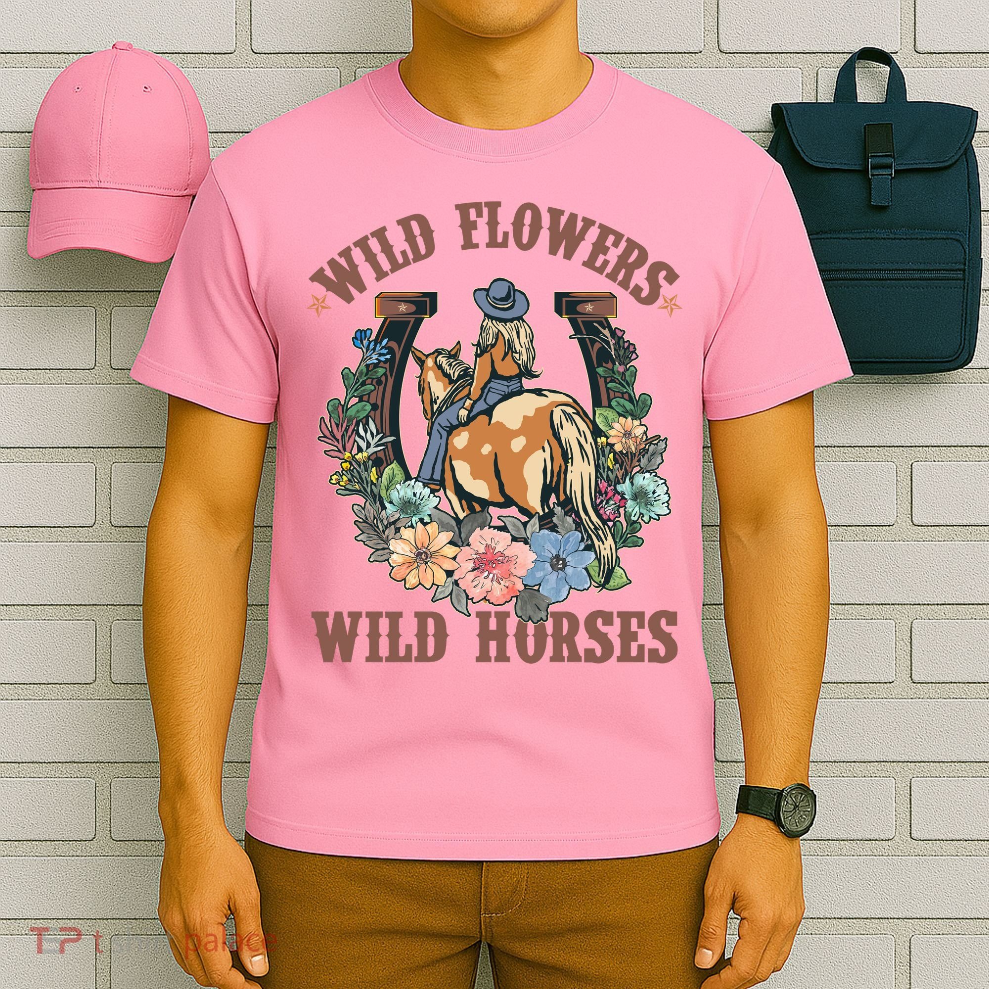 Wild Flowers Wild Horses Cowgirl T-Shirt