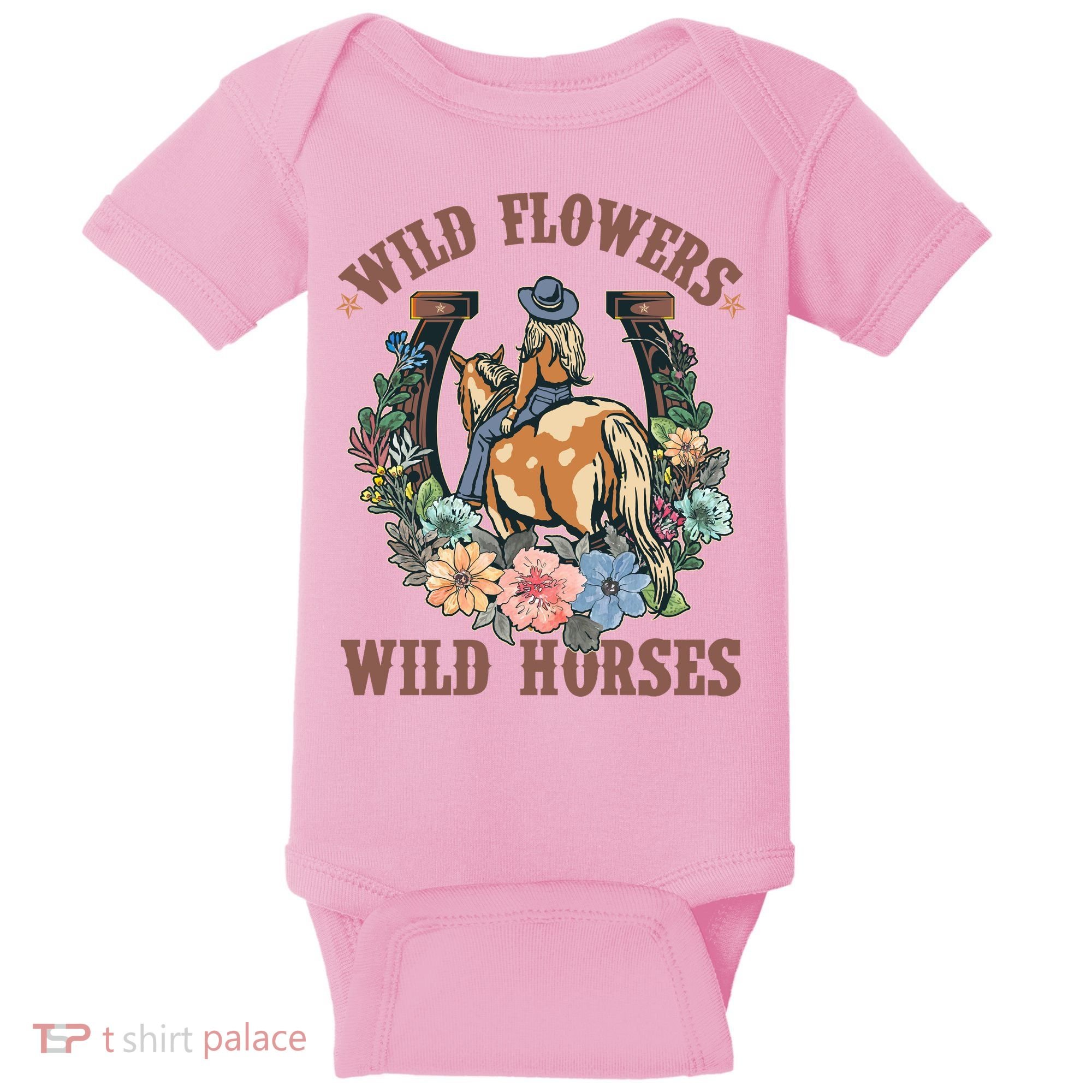 Wild Flowers Wild Horses Cowgirl Baby Bodysuit