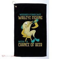 Weekend Forecast Walleye Fishing With A Chance Of Beer Golf Towel thumb 0