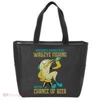 Weekend Forecast Walleye Fishing With A Chance Of Beer Tote Bag thumb 0