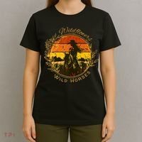 Wild Flowers Wild Horses Vintage Sunset Country Cowgirl T-Shirt thumb 4