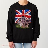 Wolf Family With Union Jack Flag Gift Women's Sweatshirt thumb 0