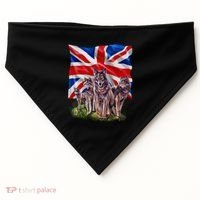 Wolf Family With Union Jack Flag Gift USA-Made Doggie Bandana thumb 0