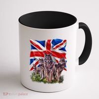 Wolf Family With Union Jack Flag Gift Coffee Mug thumb 1
