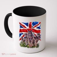 Wolf Family With Union Jack Flag Gift Coffee Mug thumb 0