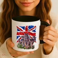 Wolf Family With Union Jack Flag Gift Coffee Mug thumb 3