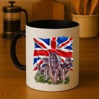 Wolf Family With Union Jack Flag Gift Coffee Mug thumb 4