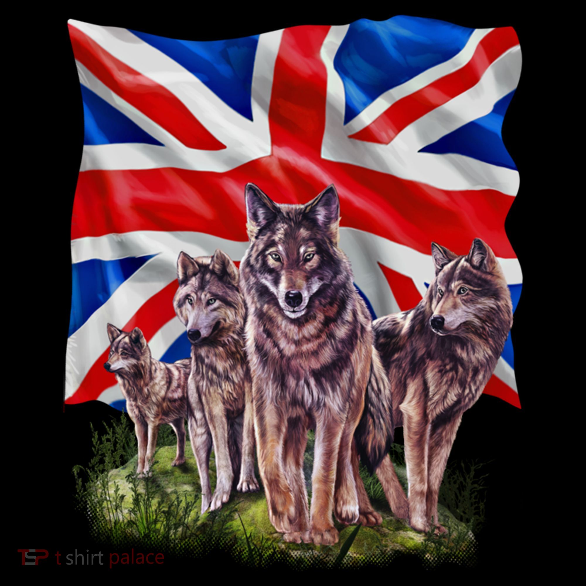 Wolf Family With Union Jack Flag Gift Coffee Mug