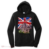 Wolf Family With Union Jack Flag Gift Women's Hoodie thumb 0