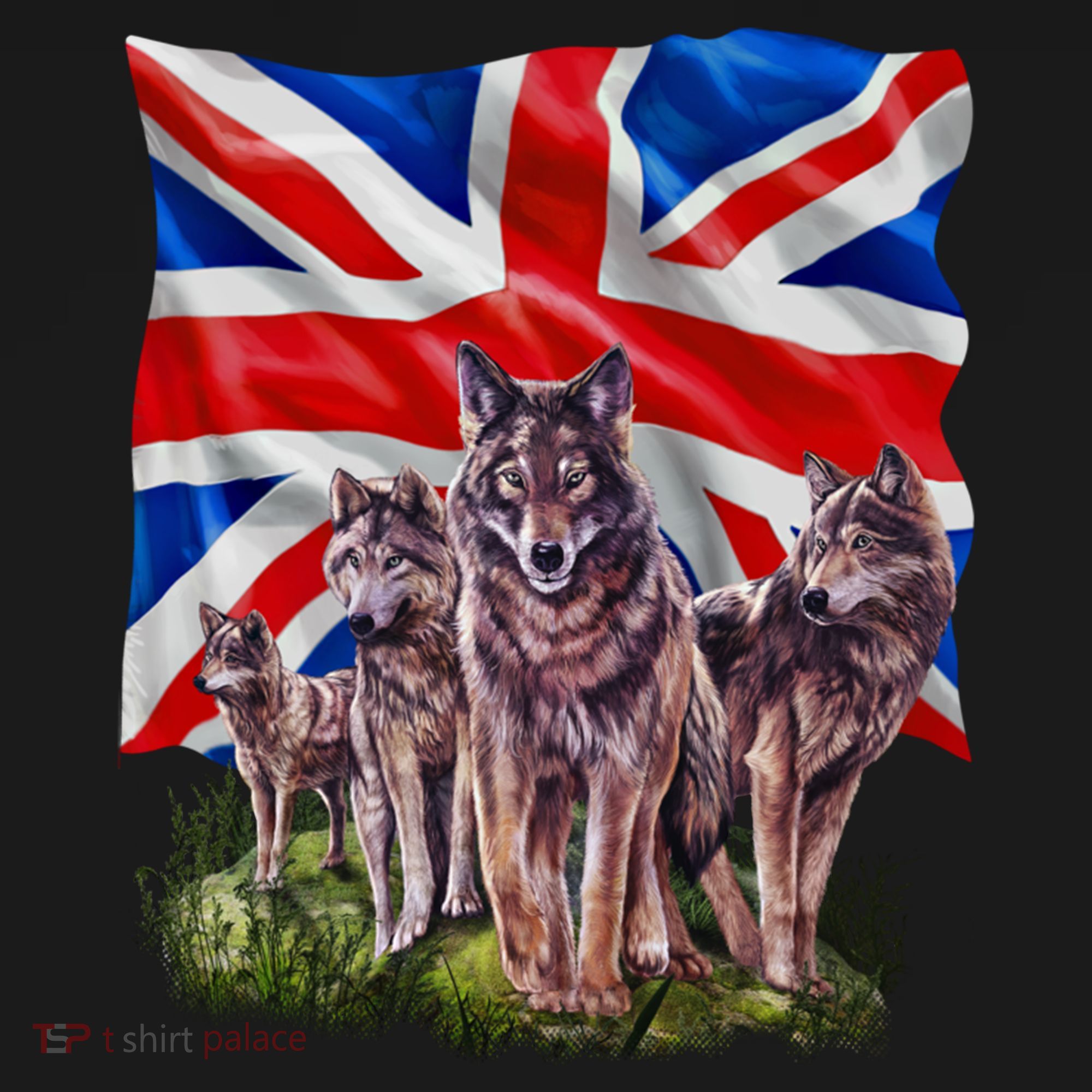 Wolf Family With Union Jack Flag Gift Women's Hoodie