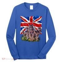 Wolf Family With Union Jack Flag Gift Long Sleeve Shirt thumb 0