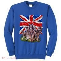 Wolf Family With Union Jack Flag Gift Sweatshirt thumb 0