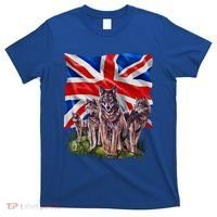 Wolf Family With Union Jack Flag Gift T-Shirt thumb 0