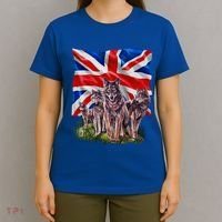 Wolf Family With Union Jack Flag Gift T-Shirt thumb 4