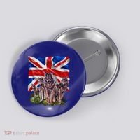 Wolf Family With Union Jack Flag Gift Button thumb 0