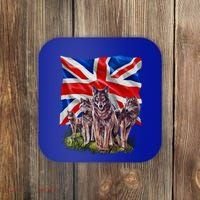 Wolf Family With Union Jack Flag Gift Coaster thumb 0