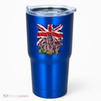 Wolf Family With Union Jack Flag Gift Tumbler thumb 0